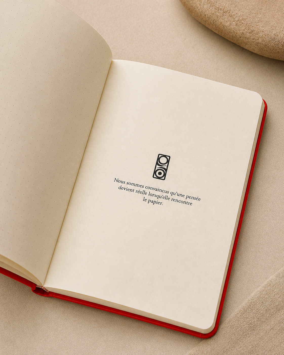 Carnet rouge ouvert sur une page intérieure#Format_Petit format - rouge